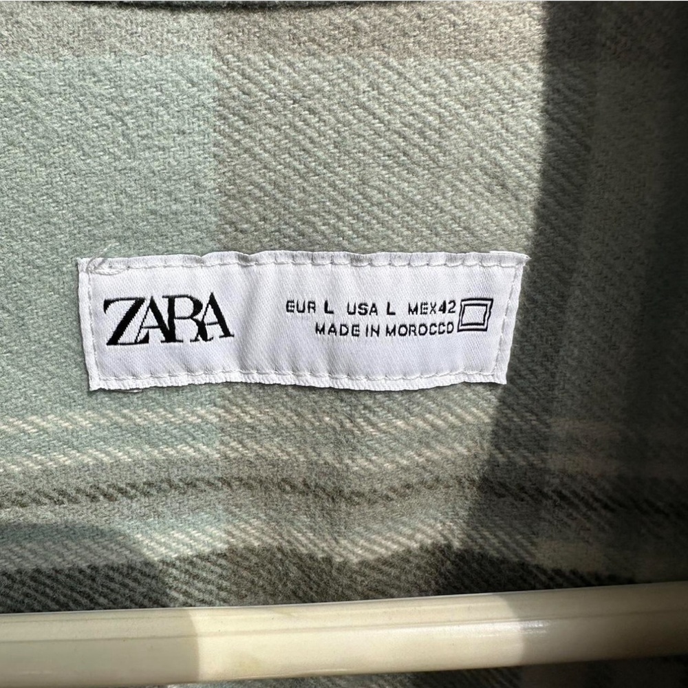 ZARA Plaid Flannel Shirt Jacket Men Large Fall Layers - Picture 5 of 6